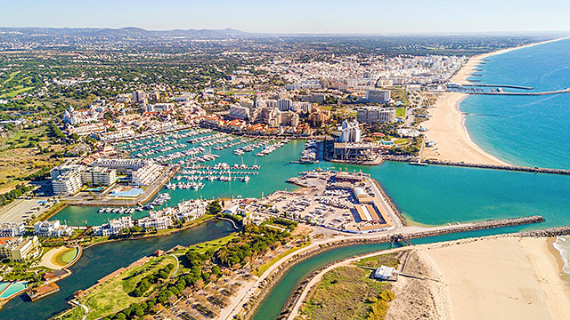Vilamoura, Portugal - aerial view of Marina Vilamoura